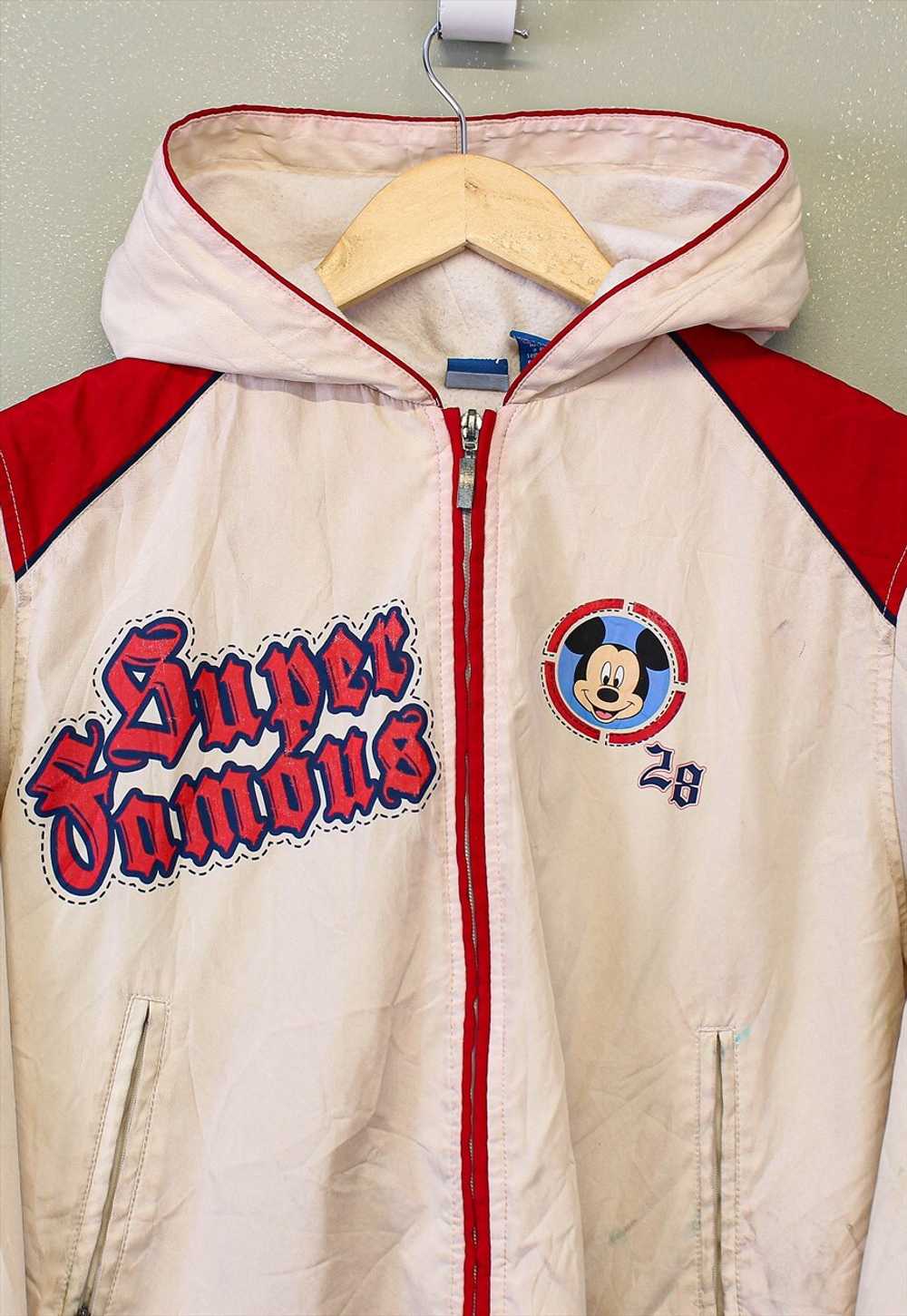 Vintage Disney Puffer Coat Cream Hooded Zip Up 90s - image 2