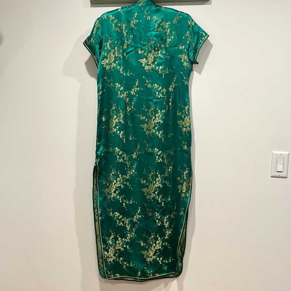 Vintage traditional Chinese Qipao dress emerald g… - image 9