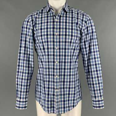 Hugo Boss Blue White Plaid Cotton Long Sleeve Shi… - image 1