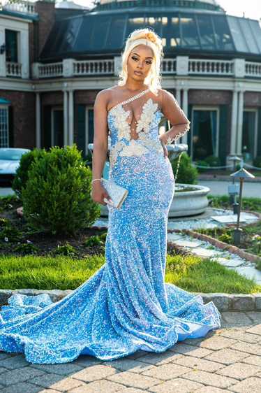 Other Custom Light Blue and Silver Prom Dress!!