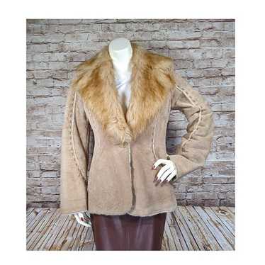 Vintage Guess Genuine Leather Suede Shearling Fau… - image 1