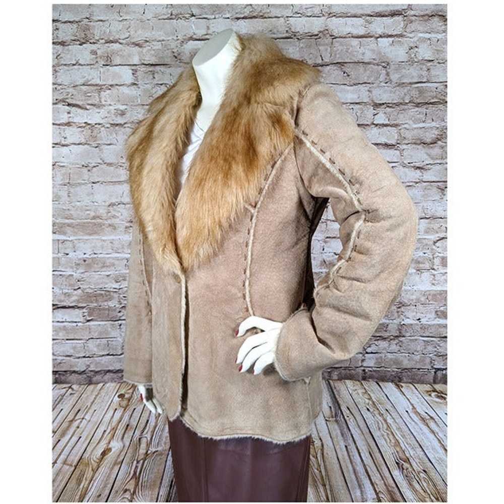 Vintage Guess Genuine Leather Suede Shearling Fau… - image 4