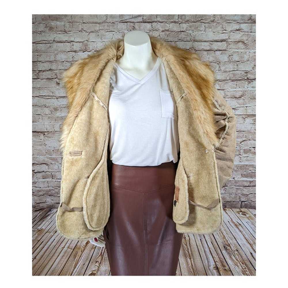 Vintage Guess Genuine Leather Suede Shearling Fau… - image 8