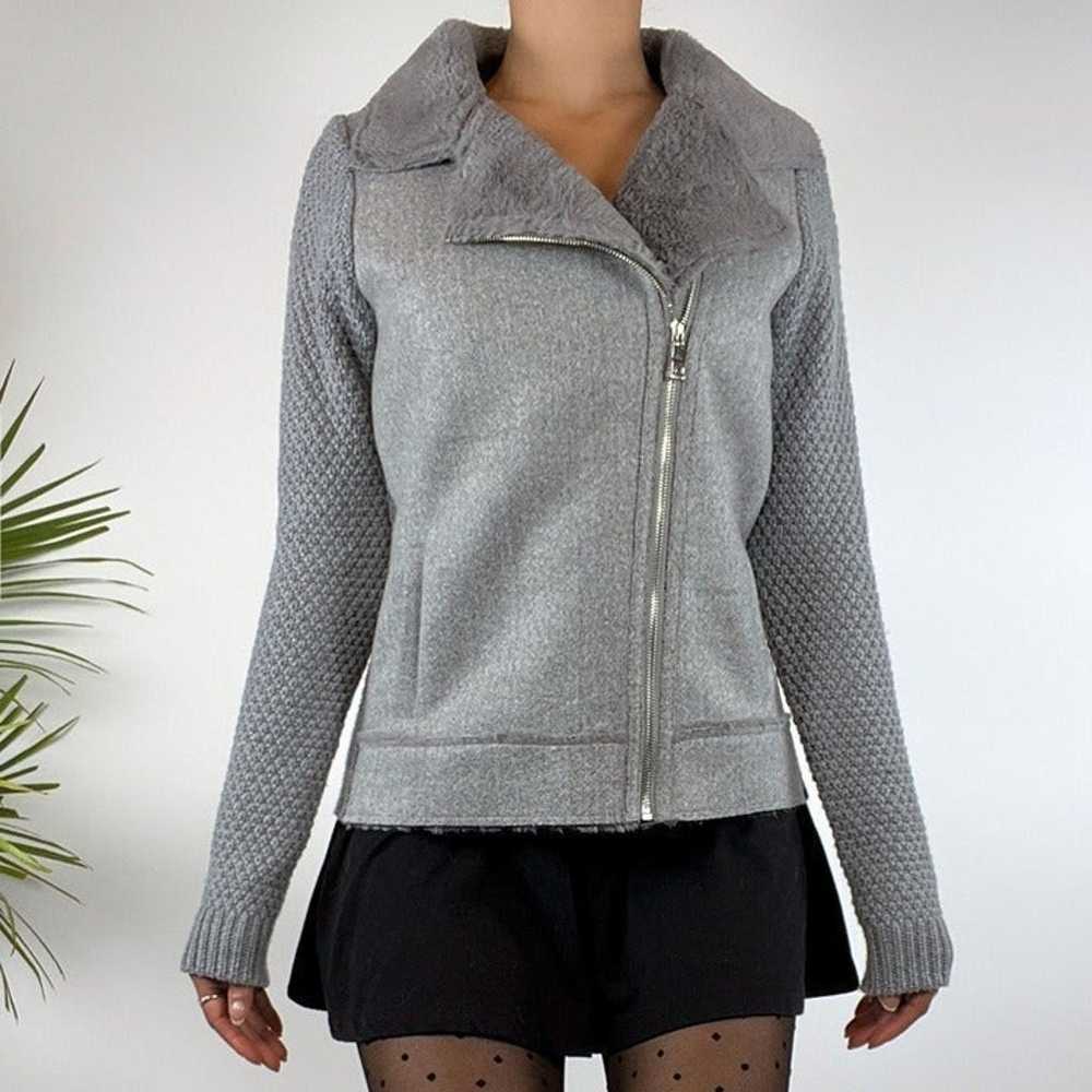Vintage Y2K Streetwear Gray Wool Blend Faux Fur K… - image 3