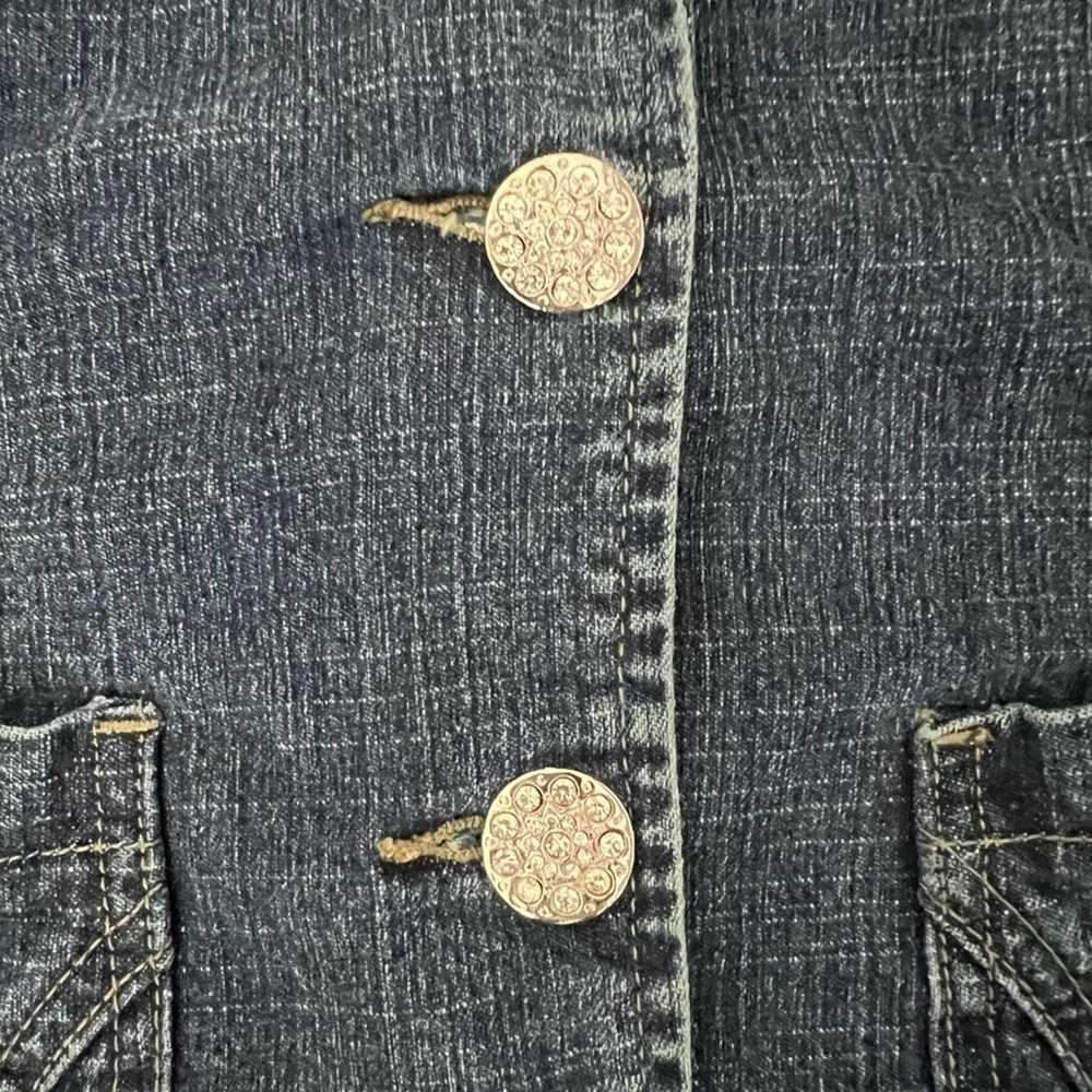 Baccini Blue Jean Denim Blazer Size Large Fitted … - image 9