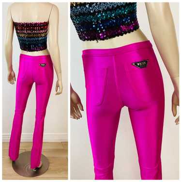 80s Disco Spandex Leggings, Neon Pink