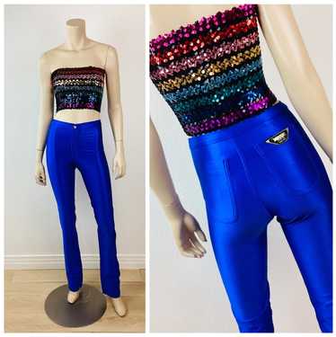 Vintage 70s FREDERICKS of HOLLYWOOD Disco Pants in Pearl, Hottt Spandex  Jeans, Size S M 
