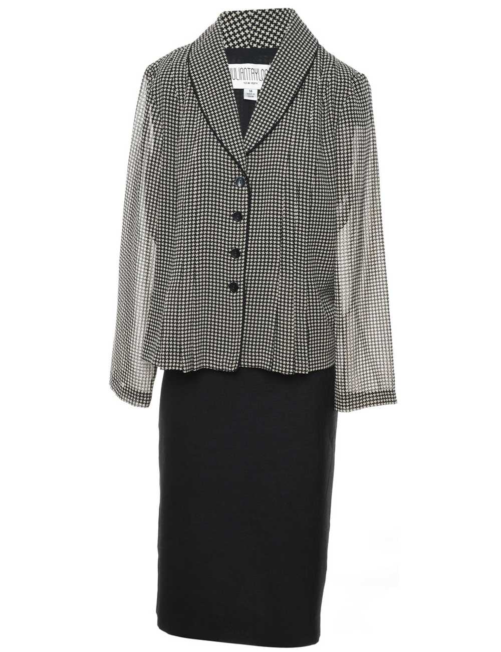 Dogtooth Print Black & White Jacket & Skirt Set -… - image 1