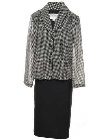 Dogtooth Print Black & White Jacket & Skirt Set -… - image 1