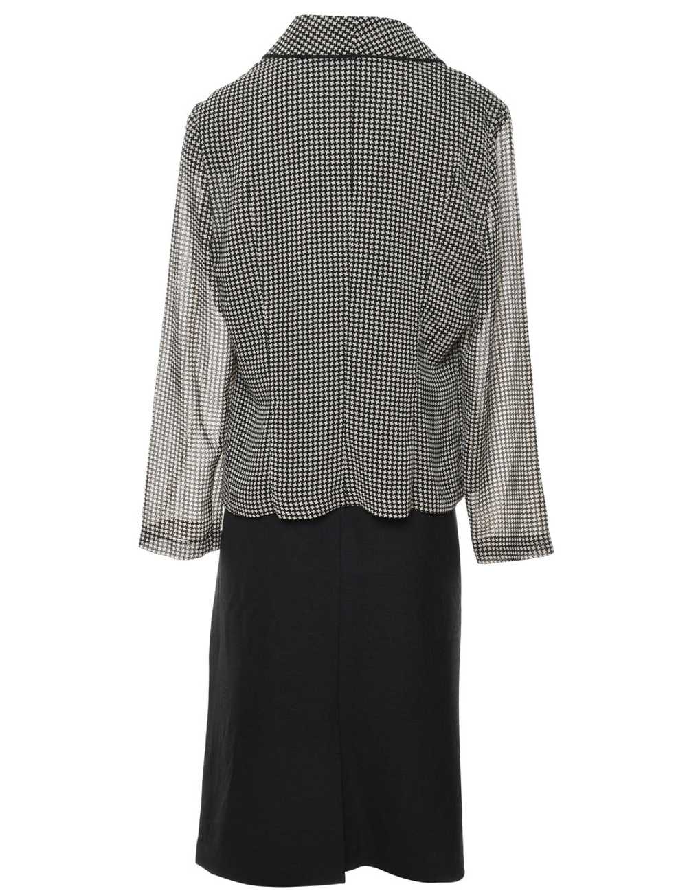 Dogtooth Print Black & White Jacket & Skirt Set -… - image 2