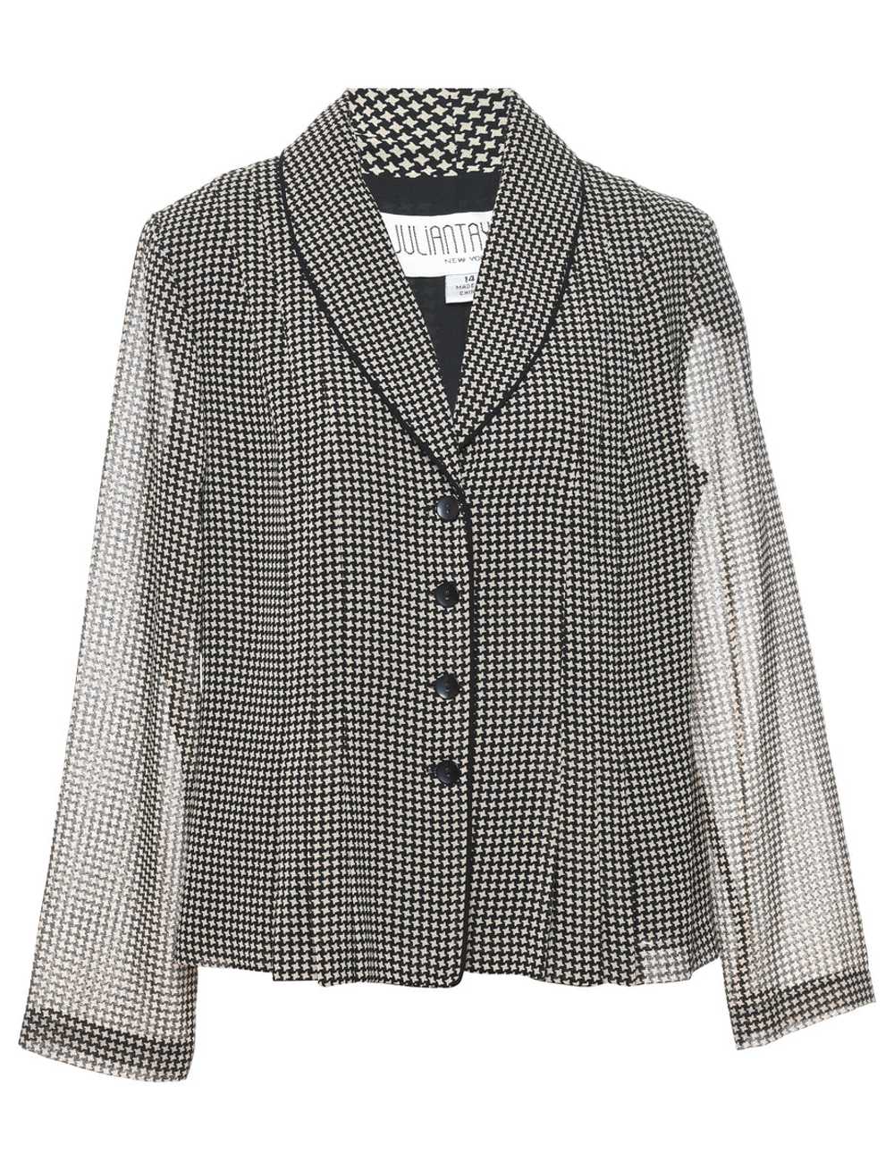 Dogtooth Print Black & White Jacket & Skirt Set -… - image 3