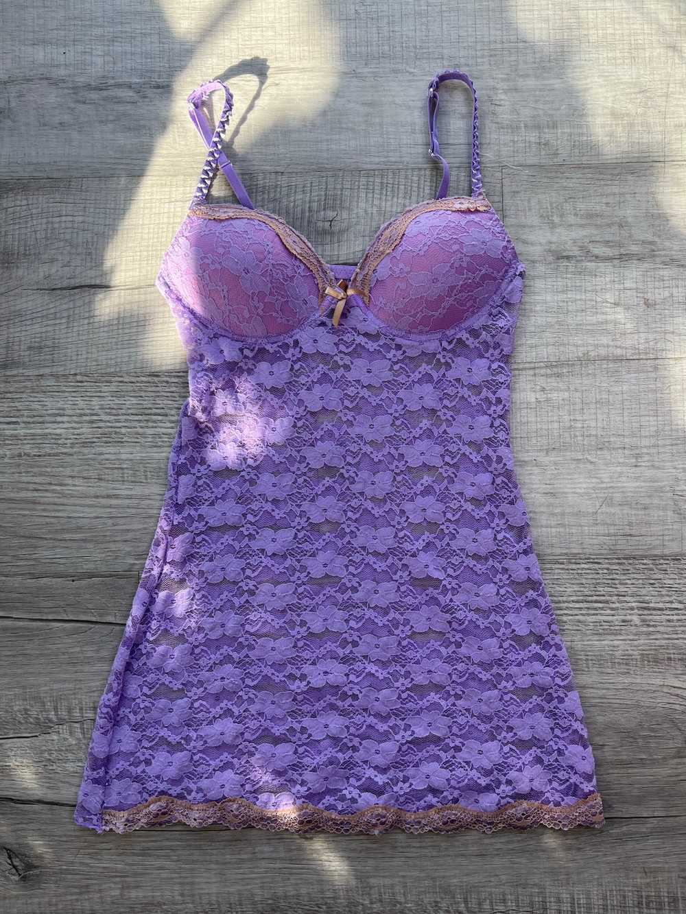 Purple Lace Negligee Babydoll Dress - image 1