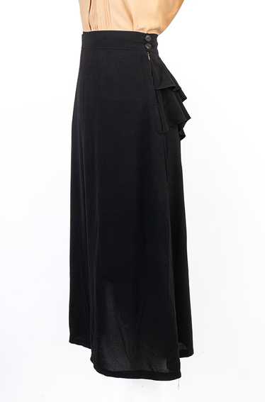 1930s Ruffled Black Rayon Skirt