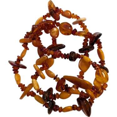 Long Strand of Multi Colors Shapes Amber Necklace - image 1