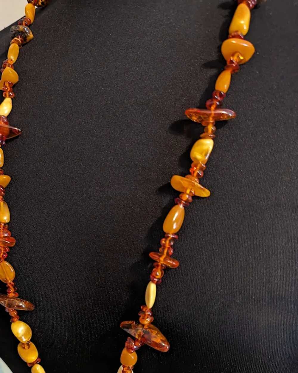 Long Strand of Multi Colors Shapes Amber Necklace - image 2