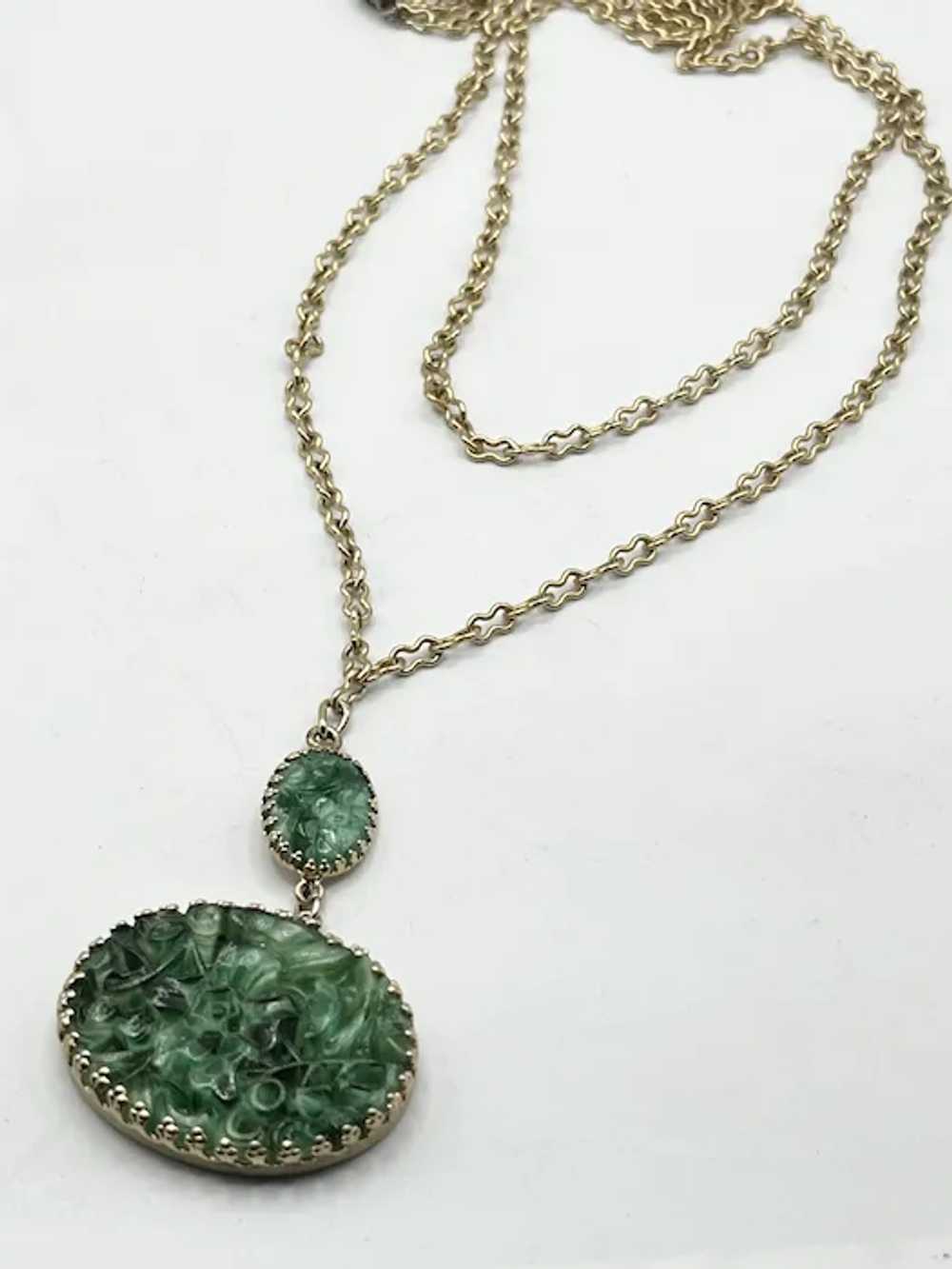 Vintage Green Napier Double Strand Necklace - image 2