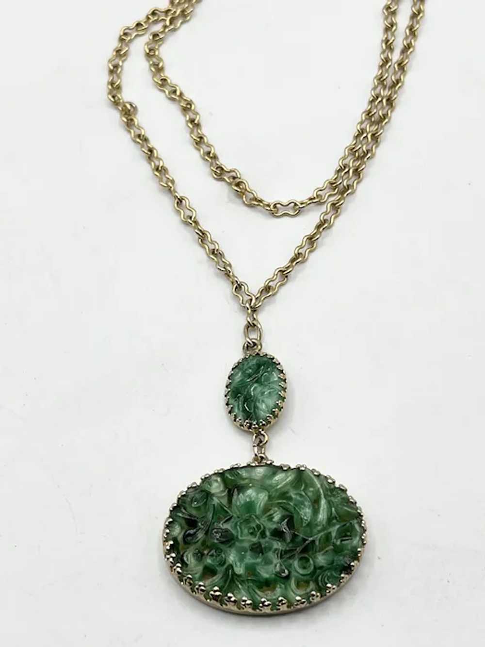 Vintage Green Napier Double Strand Necklace - image 4