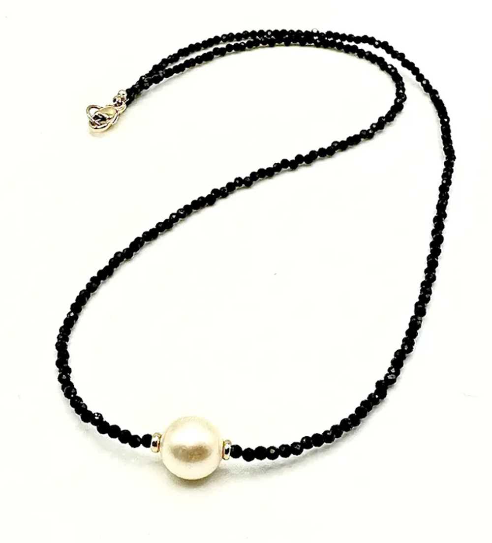 Akoya Cultured Pearl, Black Spinel, and 14k Gold … - image 4