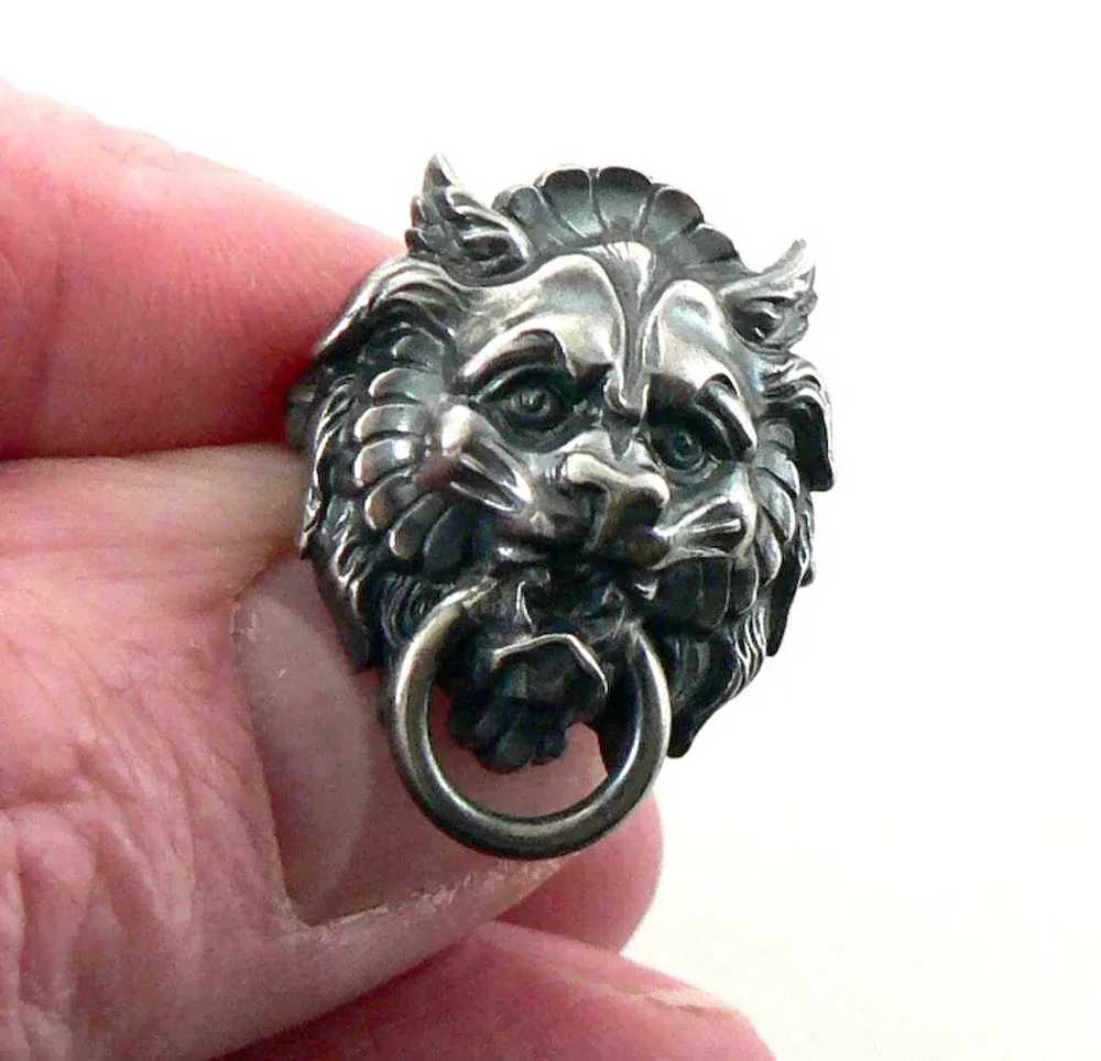 Lion Gargoyle Pin Sterling - image 3