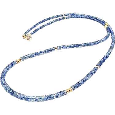 Ink Blue Sapphire, 22k Gold, and 14k Gold Necklace