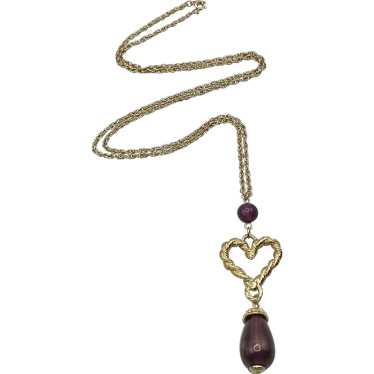 vintage avon purple heart pendant necklace