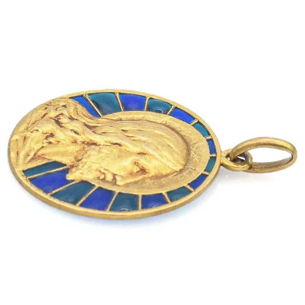 Antique French 18K Yellow Gold Plique-à-Jour Glas… - image 2