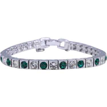 CINER  Emerald Green and Clear Rhinestone Tennis B