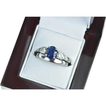 Platinum 2.55 Ctw Sapphire Diamond Engagement Set… - image 1