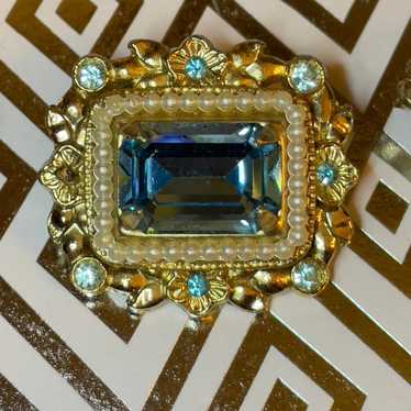 Vintage Coro aquamarine brooch and earrings