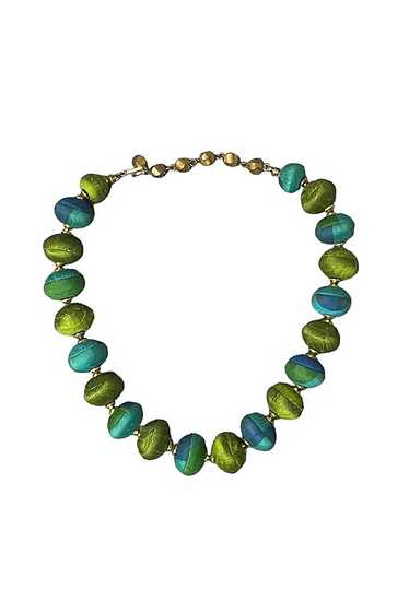 Vintage Green And Blue Beaded Short Necklace Selec