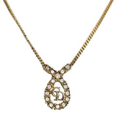Dior Christian Dior Gold Crystal CD Charm Necklace - image 1