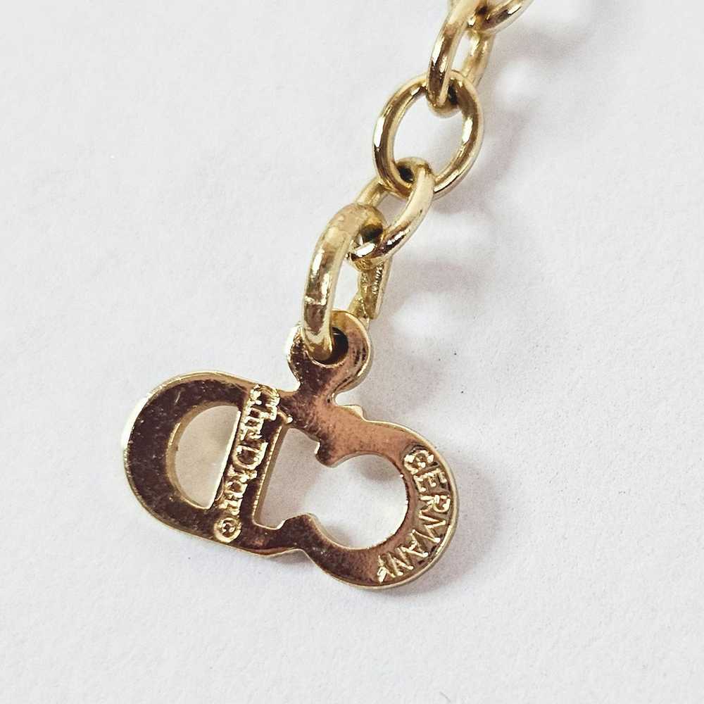 Dior Christian Dior Gold Crystal CD Charm Necklace - image 7