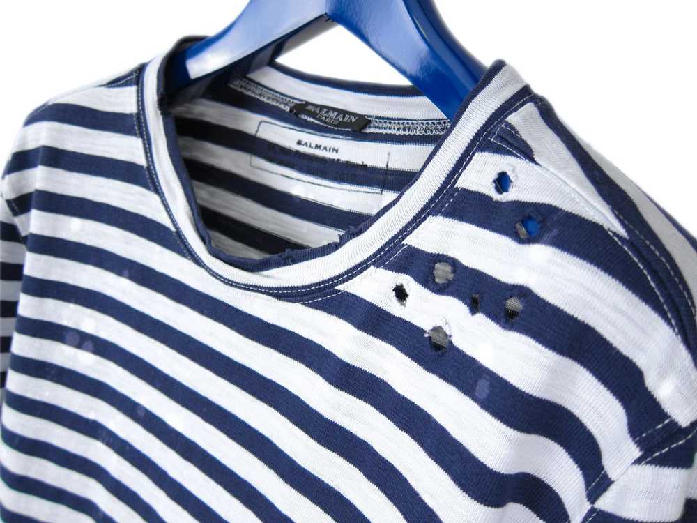 Balmain AW10 Striped Long Sleeve Breton Shirt sz.… - image 4