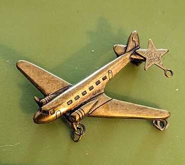 航空機・ヘリコプター ANTIQUES VINTAGE OLD BROOCH AIRCRAFT WW2 Chanel airplane brooch pin - Gem