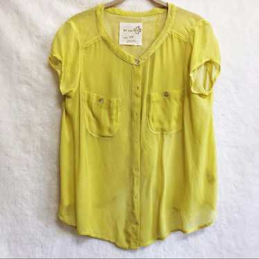 Free People WE THE FREE Yellow Button-Up Short Sl… - image 1