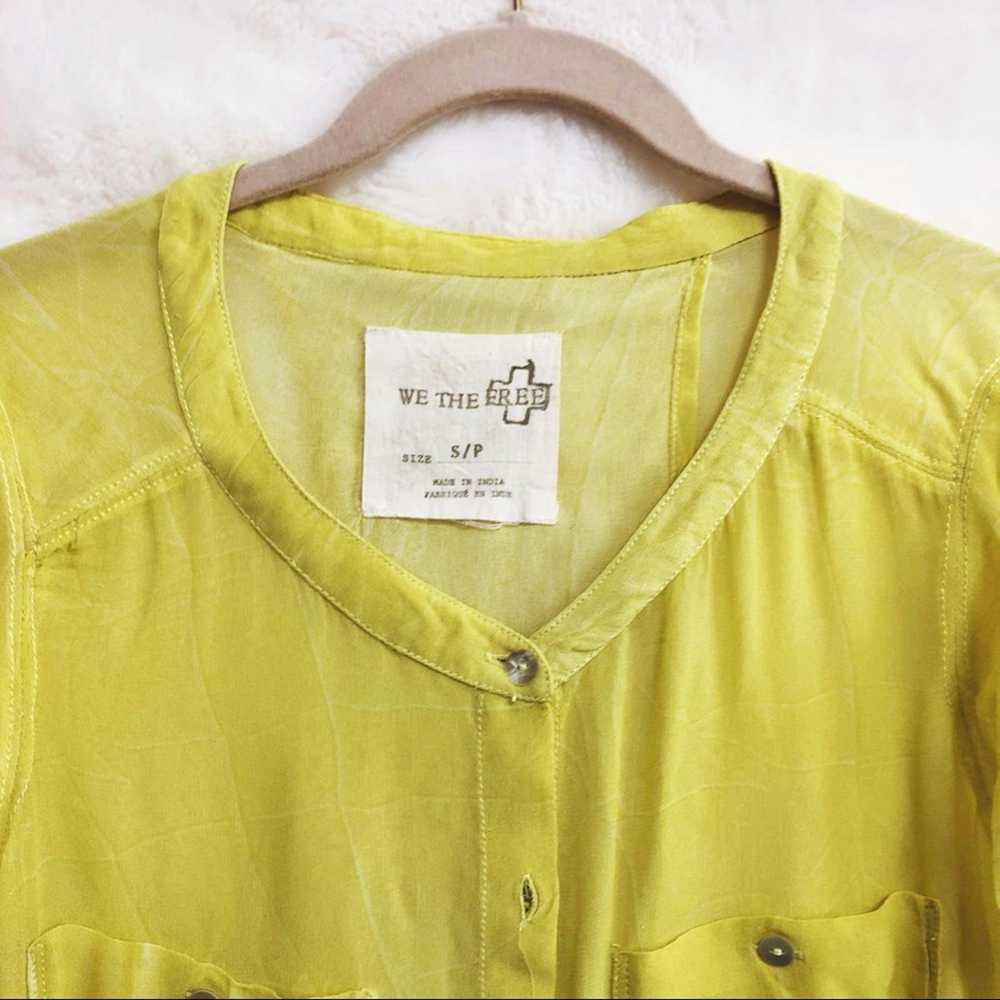 Free People WE THE FREE Yellow Button-Up Short Sl… - image 2