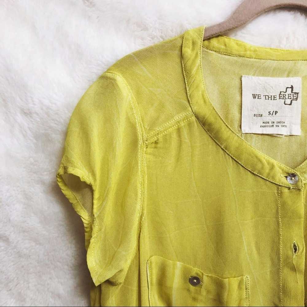 Free People WE THE FREE Yellow Button-Up Short Sl… - image 6