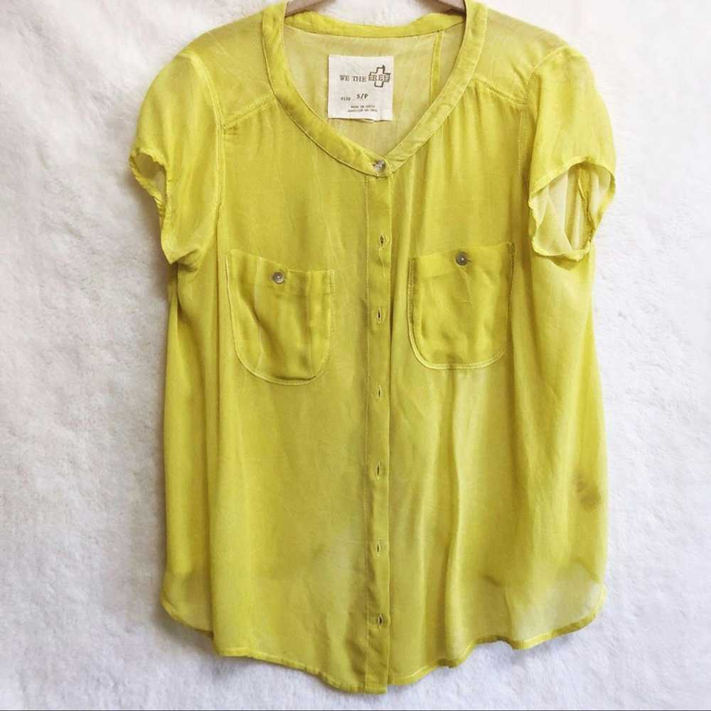 Free People WE THE FREE Yellow Button-Up Short Sl… - image 8