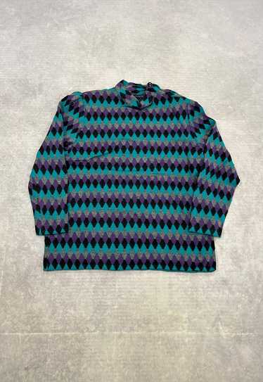 Vintage Knitted Jumper Fun Abstract Patterned Kni… - image 1