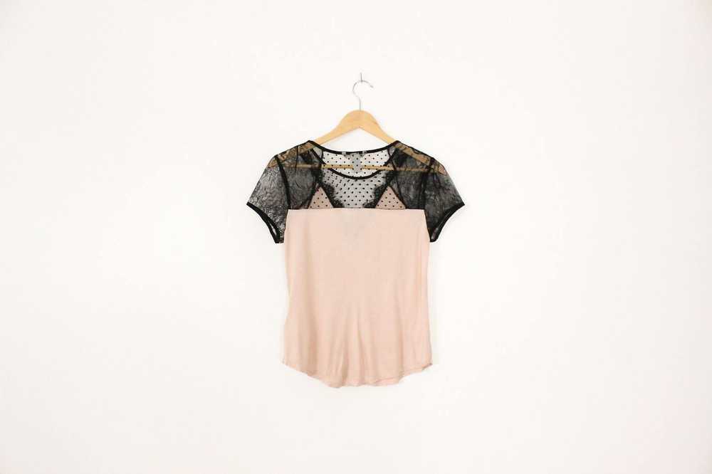 H&M H&M Blush Pink and Black Lace V Neck T Shirt … - image 4