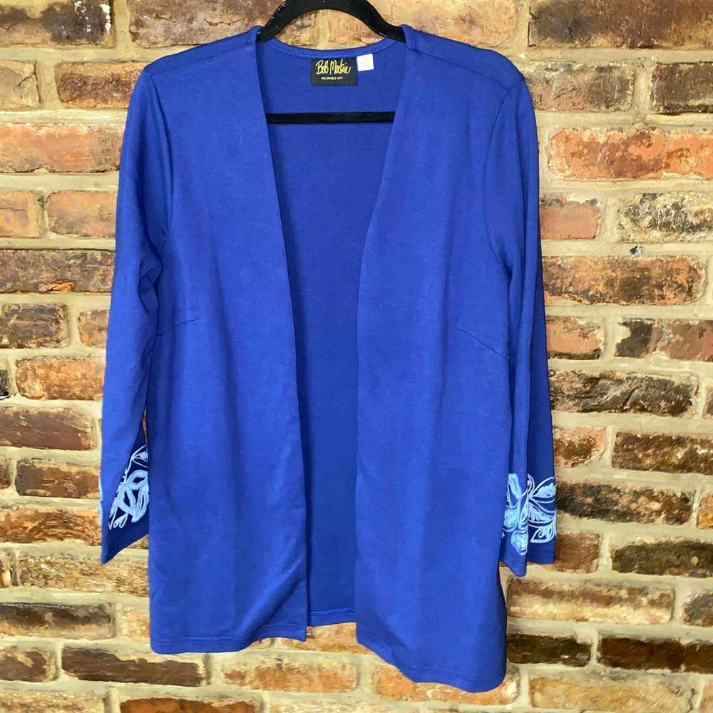 Bob Mackie Bob Mackie Blue Embroidered Sleeve Ope… - image 1