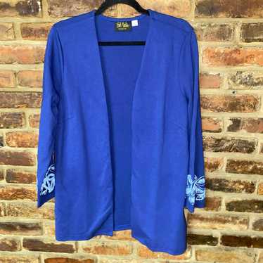 Bob Mackie Bob Mackie Blue Embroidered Sleeve Ope… - image 1