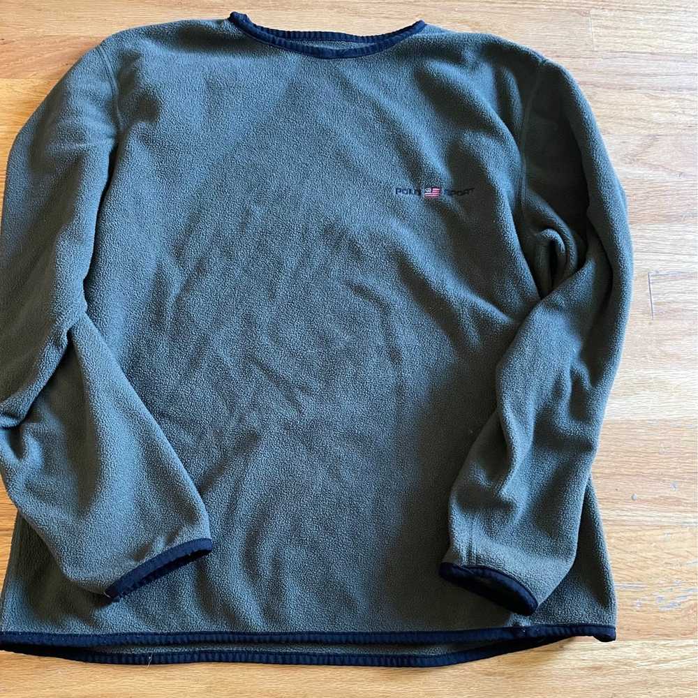 Polo Sport Olive Green Fleece Pullover sz M - image 1
