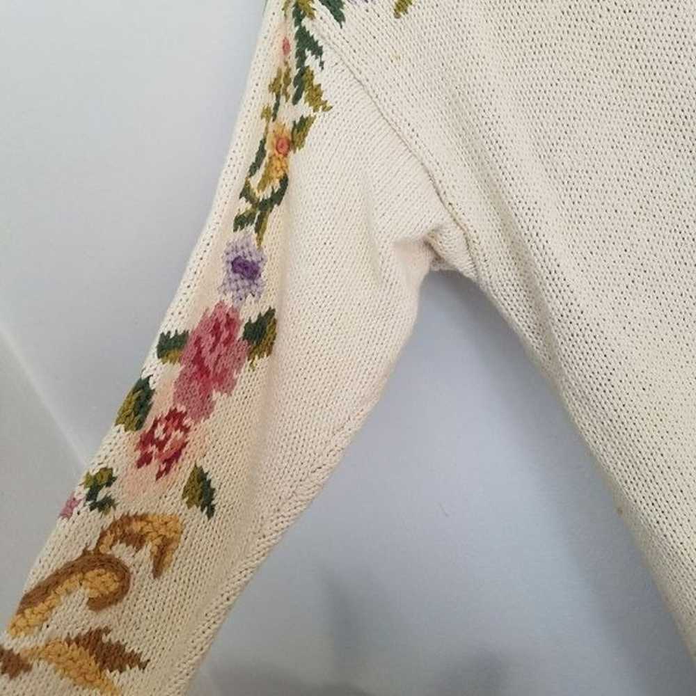 Vintage Jennifer Reed Hand Knitted Floral Oversiz… - image 3