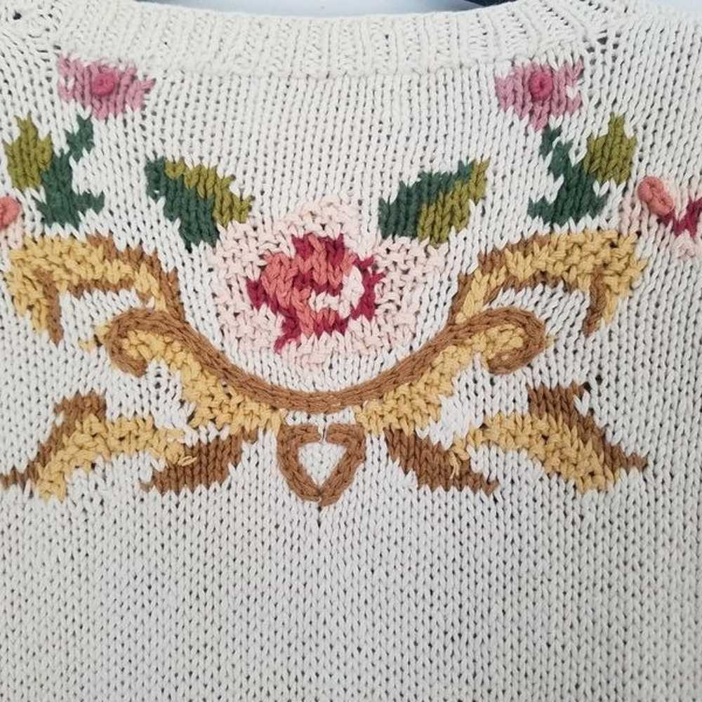 Vintage Jennifer Reed Hand Knitted Floral Oversiz… - image 4