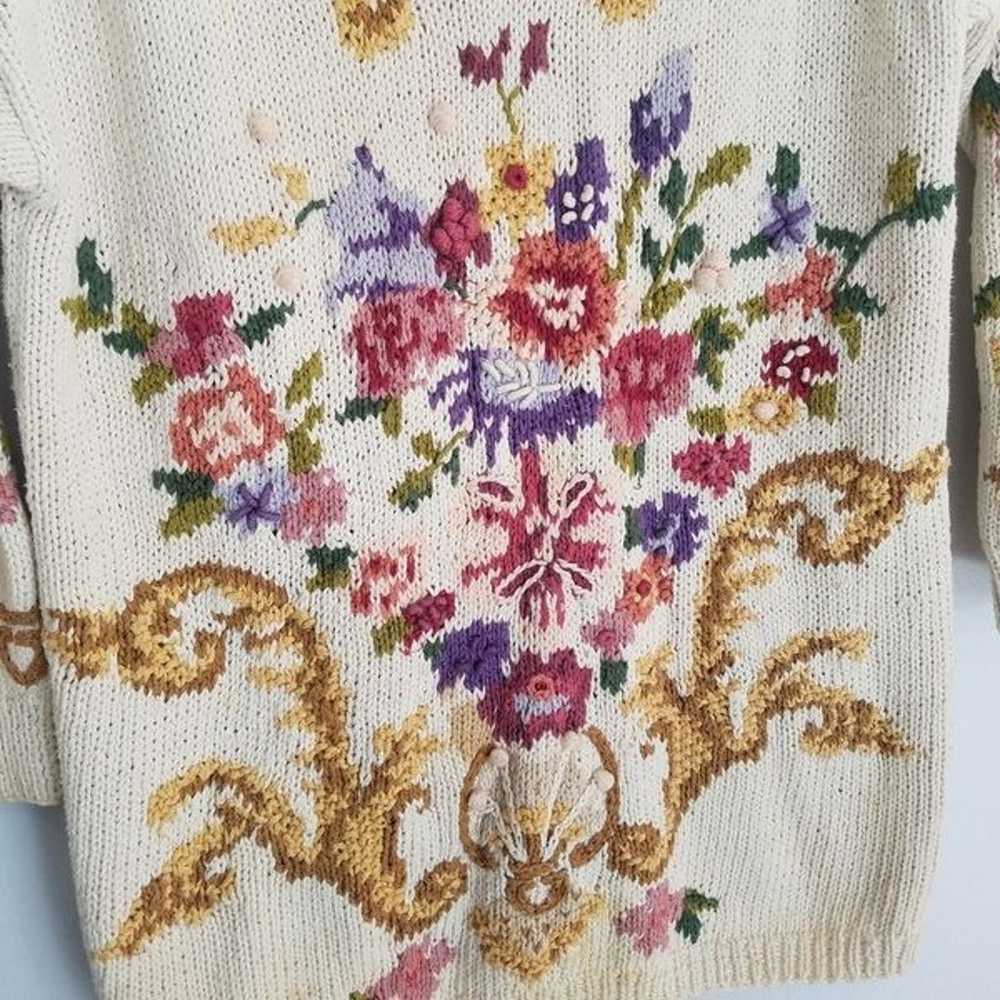 Vintage Jennifer Reed Hand Knitted Floral Oversiz… - image 5