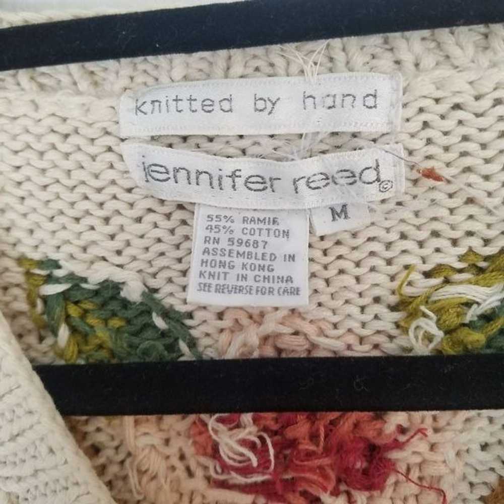 Vintage Jennifer Reed Hand Knitted Floral Oversiz… - image 7