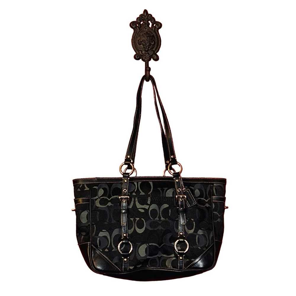 Coach Coach Gallery Optic Signature Tote Bag Black & … - Gem