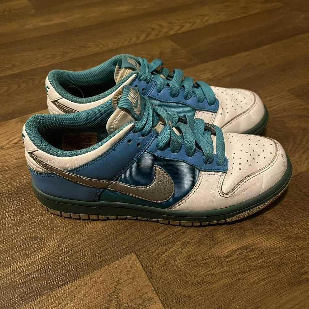 Nike Rare VTG Y2K Nike Dunk Low Blue White Metall… - image 2