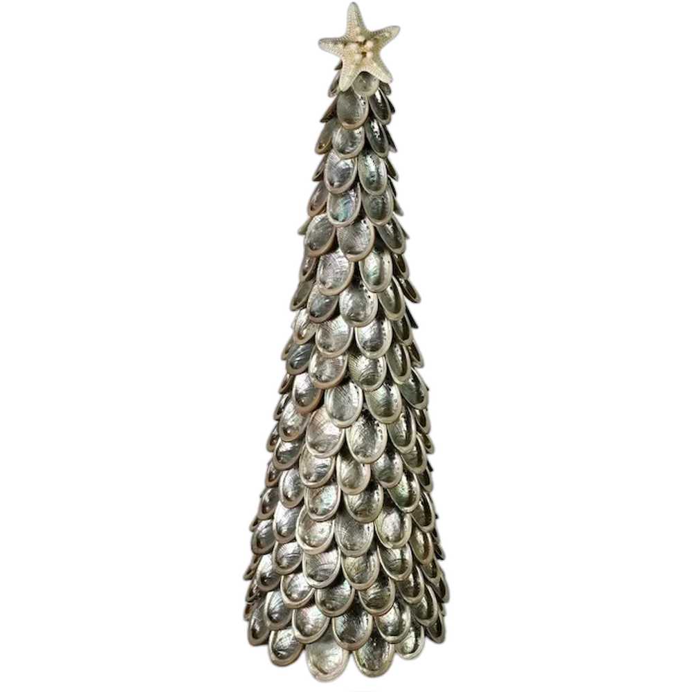 Silver Abalone Shell Christmas Tree Topiary - image 1